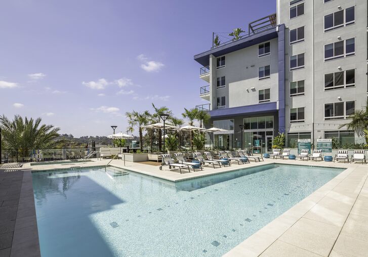 Pool Water Yard at Rivair Apartment Homes in San Diego, CA