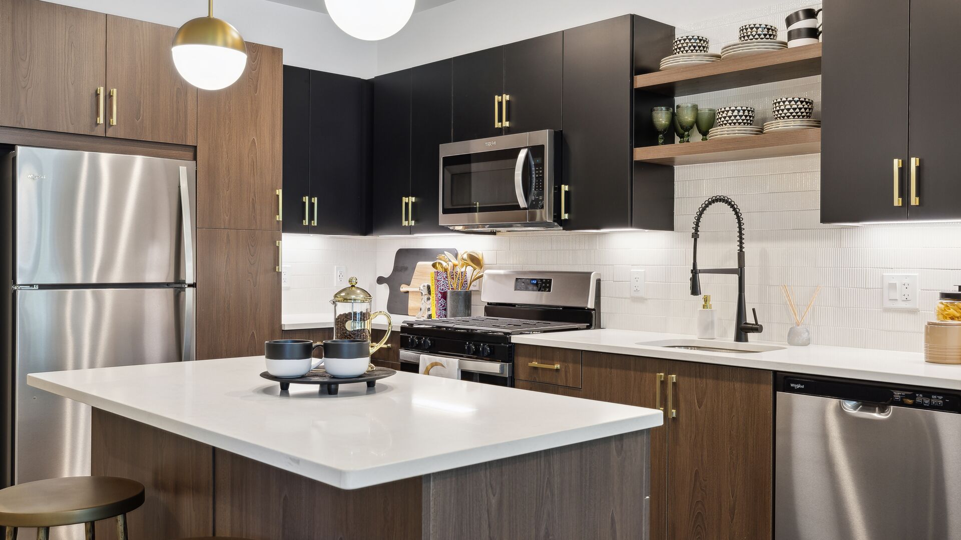Model kitchen and appliances at the Jayden Apartments
