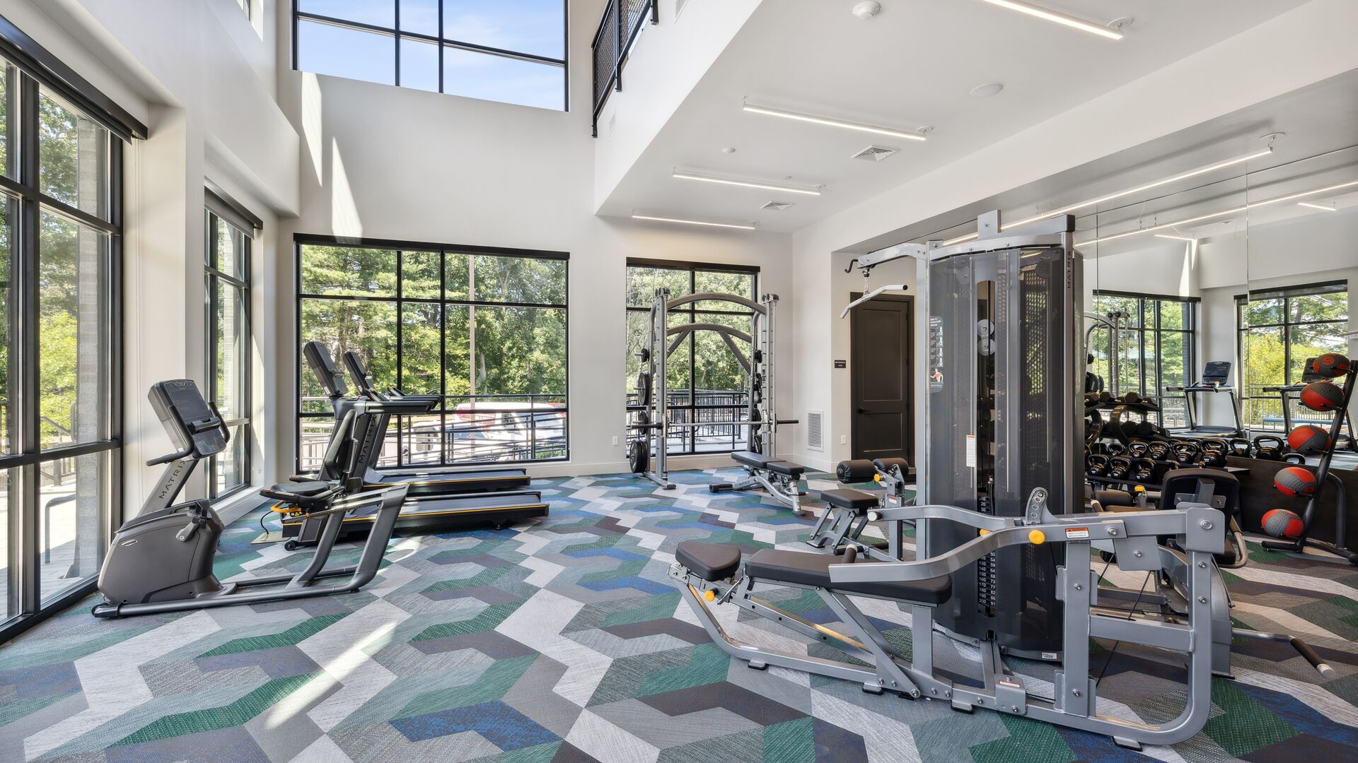 Fitness center at the Jayden Apartments 